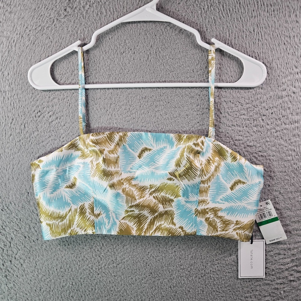 NWT 1.State Cropped‎ Tank Top Women Large Adjustable Strap Sunshine Blue Green